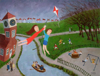 Kite Flying contemporary painting by Simon Taylor