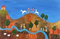Llama Trek - contemporary painting by Simon Taylor