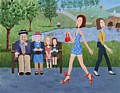 New Shoes in the park - contemporary painting by Simon Taylor