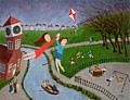 Kite Flying - contemporary painting by Simon Taylor