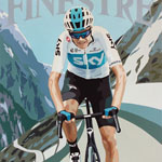 Finestre, gouache on paper 36 x 48cm by Simon Taylor - Private Commission for Chris Froome