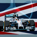 Lewis Hamilton Mercedes painting on canvas by Simon Taylor
