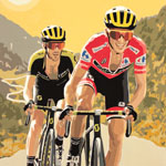 La Vuelta 2018, gouache on paper 36 x 48cm by Simon Taylor - £750.00