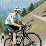 Zoncolan, gouache on paper 36 x 48cm by Simon Taylor - Private Commission for Chris Froome